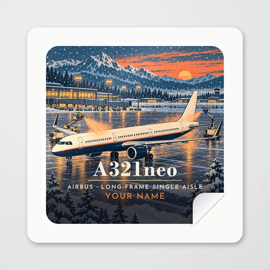 Airbus A321neo - 3D + Name - Square Sticker - Peel