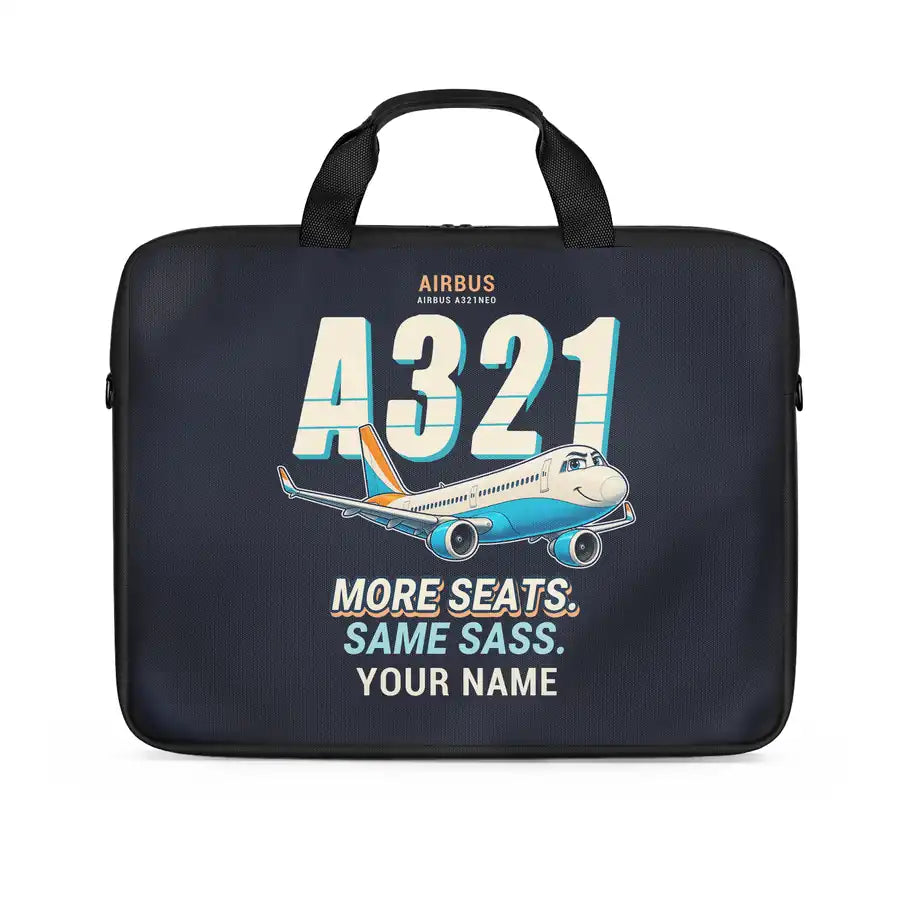 Airbus A321neo - Cartoon + Name - Laptop Bag