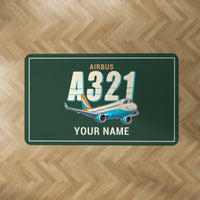 Thumbnail for Airbus A321neo - Cartoon + Name - Rectangle Carpet - Dark Green