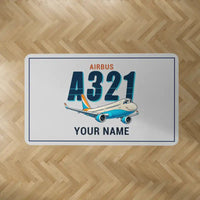 Thumbnail for Airbus A321neo - Cartoon + Name - Rectangle Carpet - Light Gray