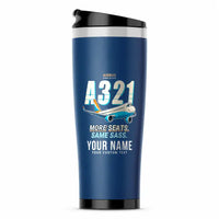 Thumbnail for Airbus A321neo - Cartoon + Name - Stainless Steel (No Holder) - Blue
