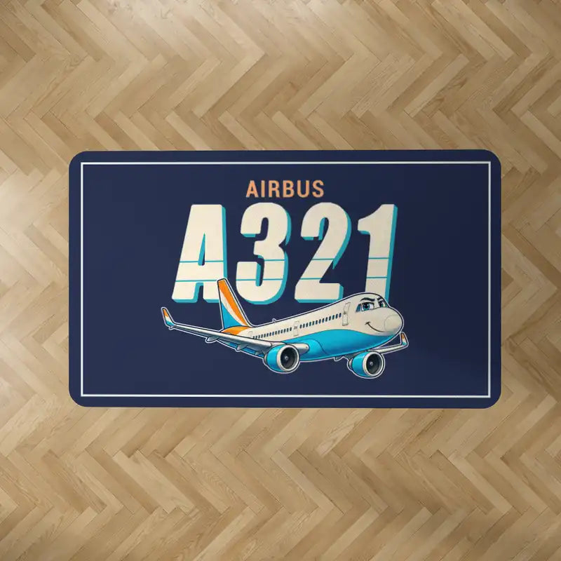 Airbus A321neo - Cartoon - Rectangle Carpet - Dark Blue