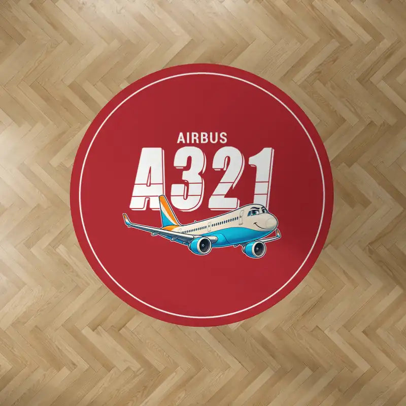 Airbus A321neo - Cartoon - Round Carpet - Red