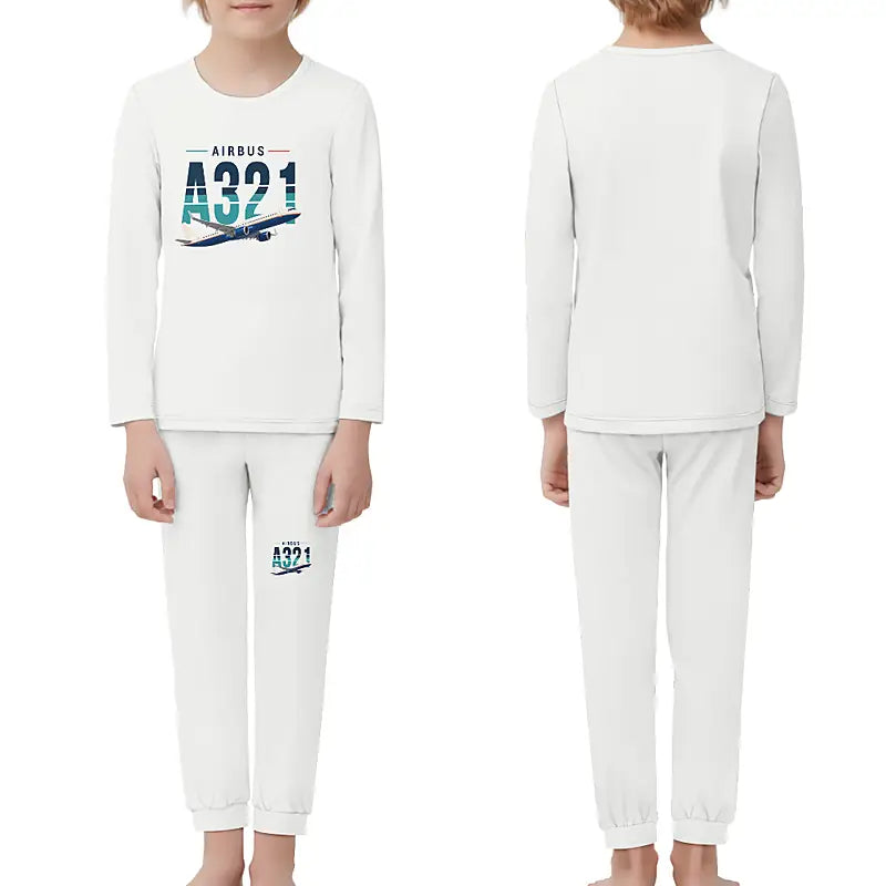 Airbus A321neo - Children Pajamas - Original Chest - White