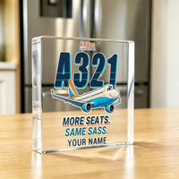 Thumbnail for Airbus A321neo - Crystal Ornament - Cartoon + Name - Kitchen