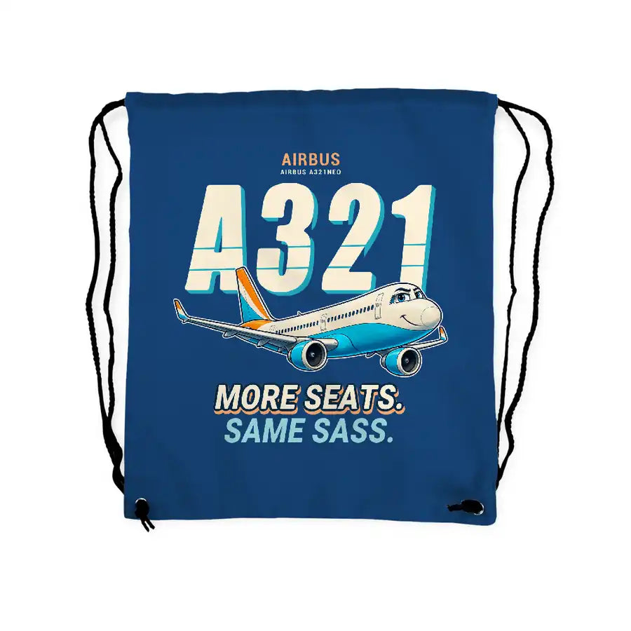 Airbus A321neo - Drawstring Bag - Cartoon - Blue