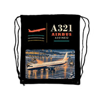 Thumbnail for Airbus A321neo - Drawstring Bag - Classic - Black