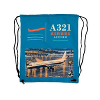 Thumbnail for Airbus A321neo - Drawstring Bag - Classic - Light Blue