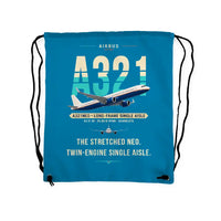 Thumbnail for Airbus A321neo - Drawstring Bag - Original - Light Blue
