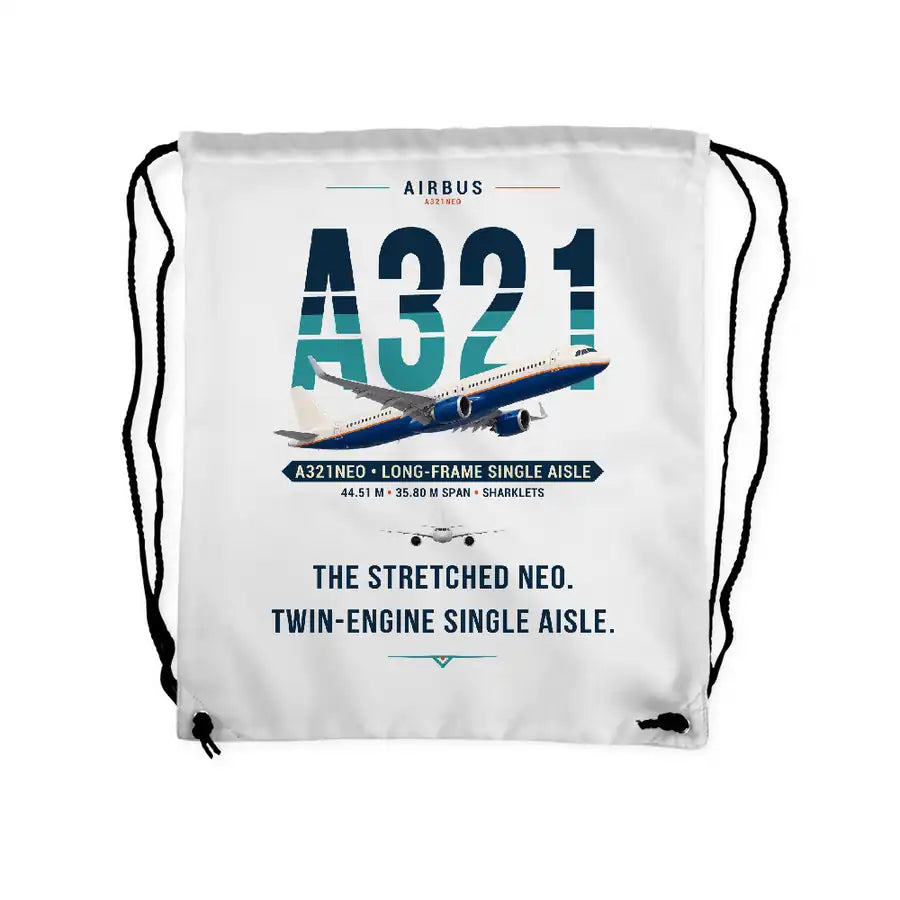 Airbus A321neo - Drawstring Bag - Original - White