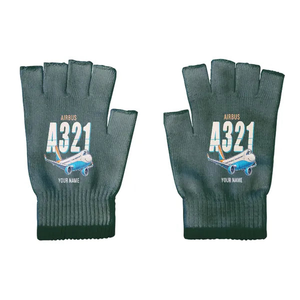 Airbus A321neo - Gloves - Cut - Cartoon + Name - Dark Green
