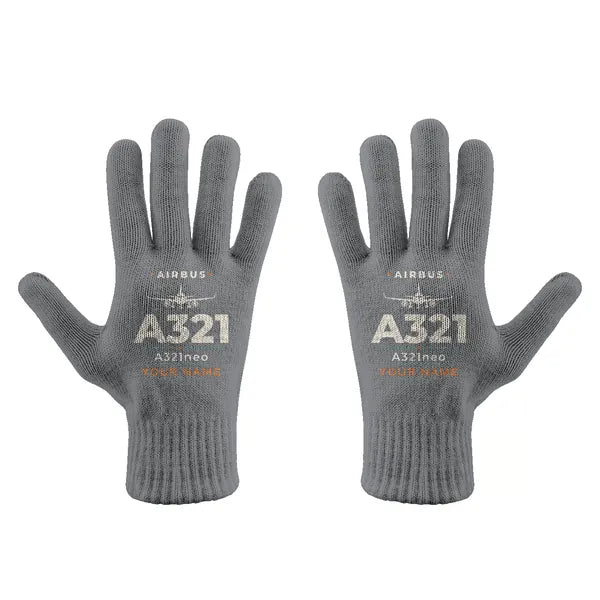 Airbus A321neo - Gloves - Full - Heritage + Name - Gray