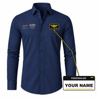 Thumbnail for Airbus A321neo - Long Sleeve Shirt - Poster - Dark Blue + NAME