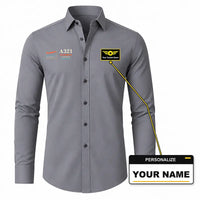 Thumbnail for Airbus A321neo - Long Sleeve Shirt - Poster - Gray + NAME