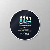 Thumbnail for Airbus A321neo - Original + Name - Circle Sticker - Close-up
