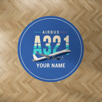 Thumbnail for Airbus A321neo - Original + Name - Round Carpet - Blue