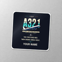 Thumbnail for Airbus A321neo - Original + Name - Square Sticker - Close-up