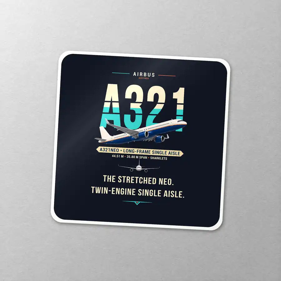 Airbus A321neo - Original - Square Sticker - Close-up