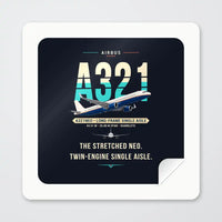 Thumbnail for Airbus A321neo - Original - Square Sticker - Peel