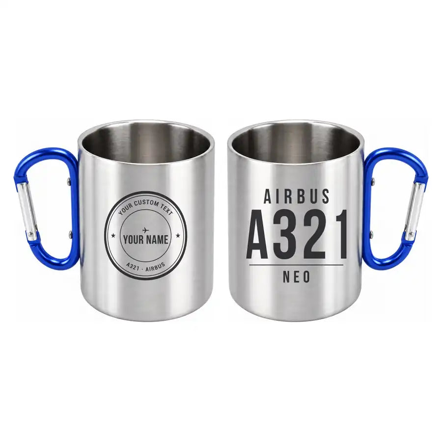 Airbus A321neo - Outdoors Mug - Tag + Name - Blue