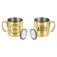 Thumbnail for Airbus A321neo - Portable Mug - Tag + Name - Gold