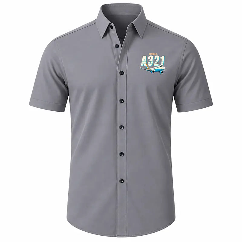 Airbus A321neo - Short Sleeve Shirt - Cartoon - Gray