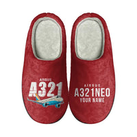 Thumbnail for Airbus A321neo - Slippers - Cotton - Cartoon + Name - Red