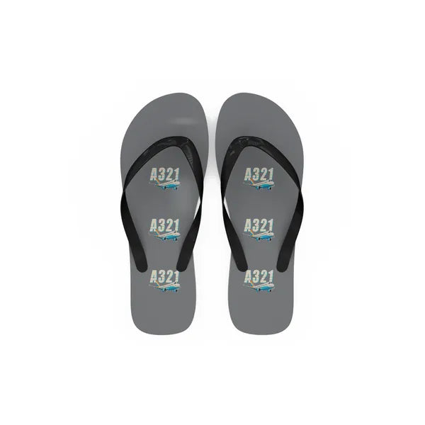 Airbus A321neo - Slippers - Flip Flops - Cartoon Pattern - Gray