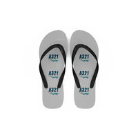 Thumbnail for Airbus A321neo - Slippers - Flip Flops - Cartoon Pattern - Light Gray