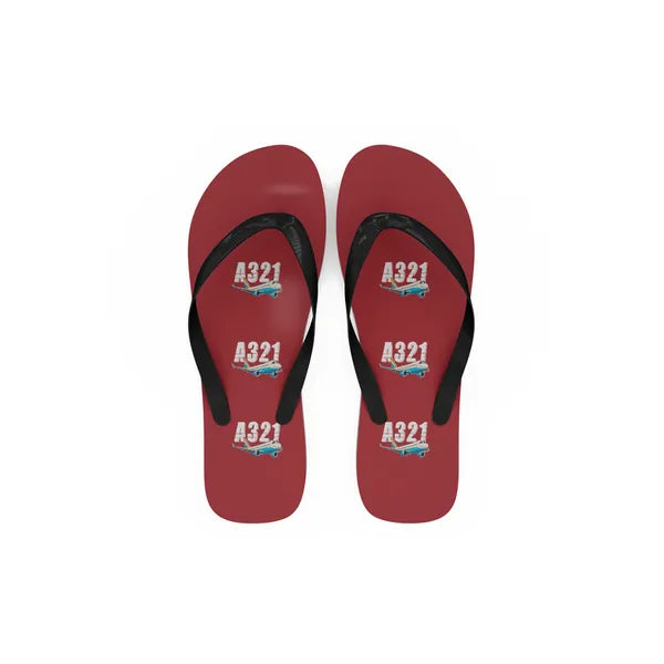 Airbus A321neo - Slippers - Flip Flops - Cartoon Pattern - Red