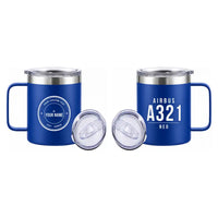 Thumbnail for Airbus A321neo - Stainless Steel Mug - Tag + Name - Blue