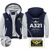 Thumbnail for Airbus A321neo Zipped Sweatshirts - Heritage + Name - Navy & Gray