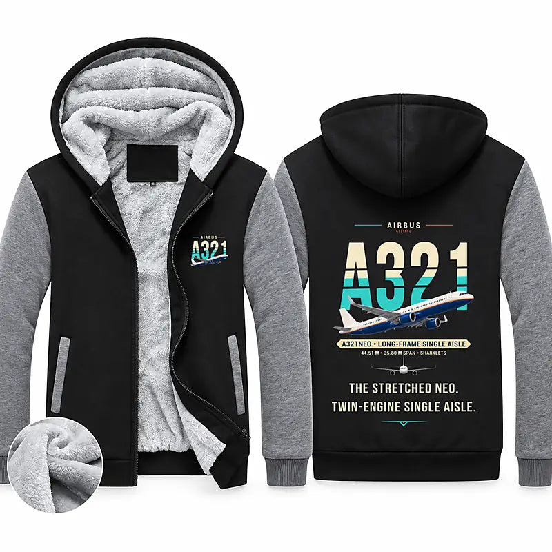 Airbus A321neo Zipped Sweatshirts - Original - Black & Gray