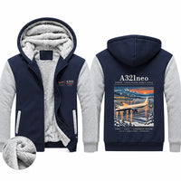 Thumbnail for Airbus A321neo Zipped Sweatshirts - Poster - Navy & Gray