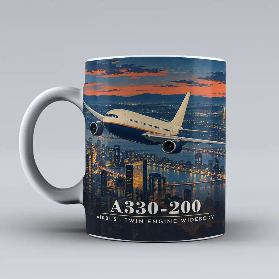 Airbus A330-200 - 3D + Title - Mug - White