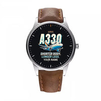 Thumbnail for Airbus A330-200 - Cartoon + Name - Leather Strap - Brown Leather Strap