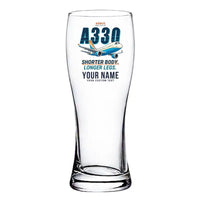 Thumbnail for Airbus A330-200 - Cartoon + Name - Pilsner Beer Glass