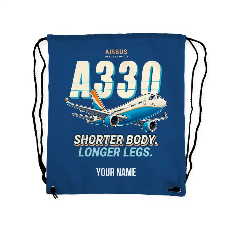 Airbus A330-200 - Drawstring Bag - Cartoon + Name - Blue