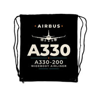 Thumbnail for Airbus A330-200 - Drawstring Bag - Heritage - Black
