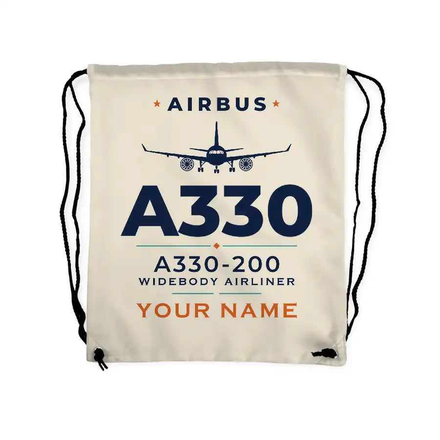 Airbus A330-200 - Drawstring Bag - Heritage + Name - Beige