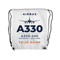 Thumbnail for Airbus A330-200 - Drawstring Bag - Heritage + Name - White