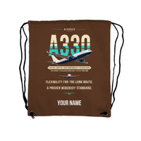 Thumbnail for Airbus A330-200 - Drawstring Bag - Original + Name - Brown