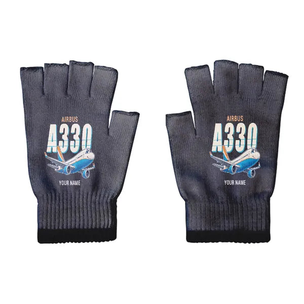 Airbus A330-200 - Gloves - Cut - Cartoon + Name - Black