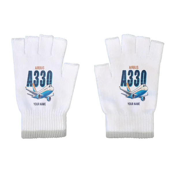 Airbus A330-200 - Gloves - Cut - Cartoon + Name - White