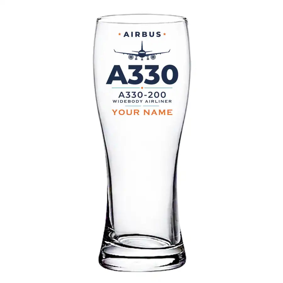 Airbus A330-200 - Heritage + Name - Pilsner Beer Glass