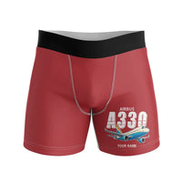 Thumbnail for Airbus A330-200 - Men Boxers - Cartoon + Name - Red