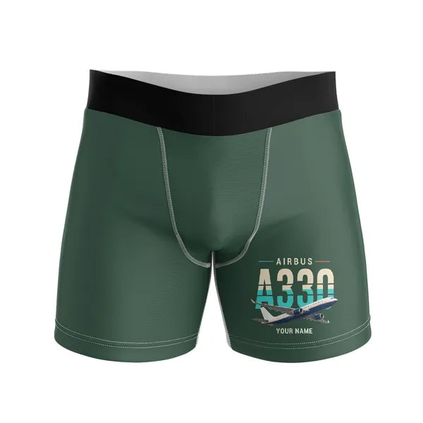 Airbus A330-200 - Men Boxers - Original + Name - Dark Green