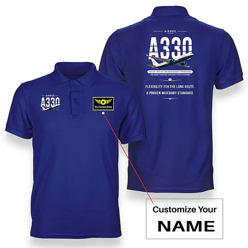 Airbus A330-200 - Original - Double-Side Polo - Blue + Name