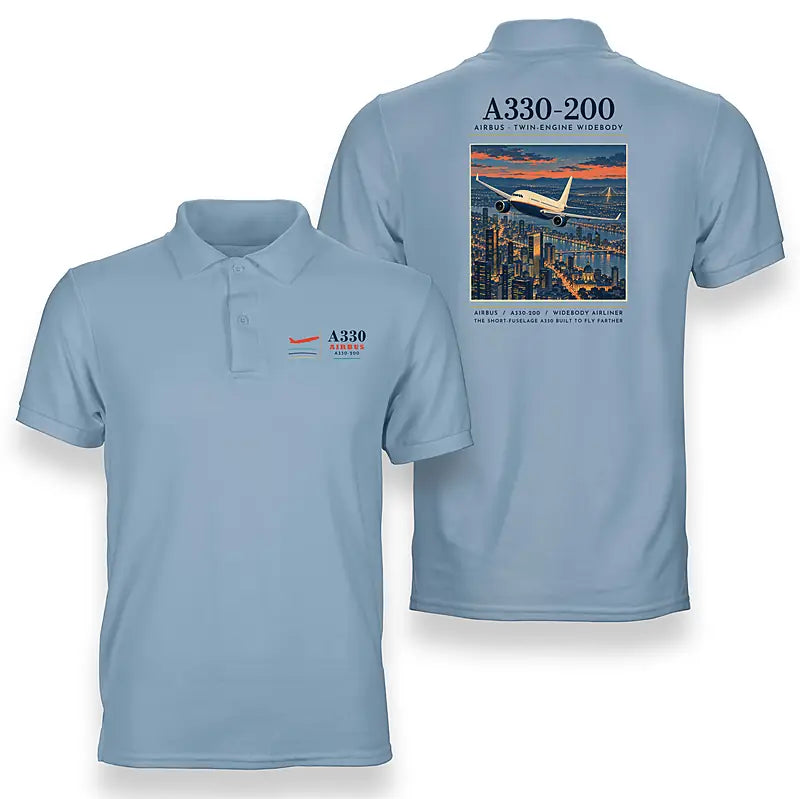 Airbus A330-200 - Poster - Double-Side Polo - Light Blue