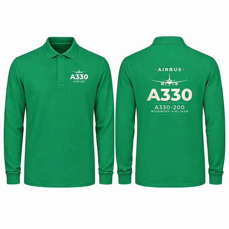 Airbus A330-200 Premium Polo T-Shirts - Heritage - Long Sleeve - Green